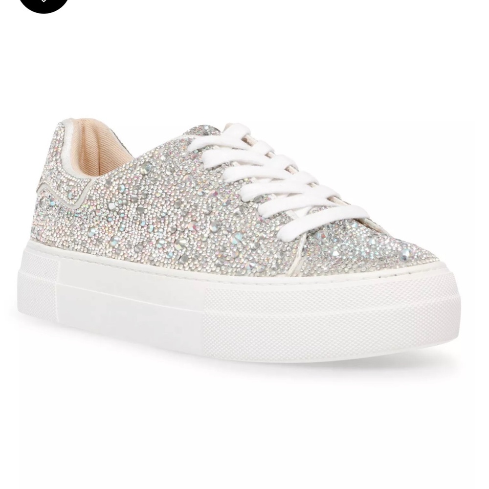 Betsey Johnson Sidny Crystal Pave Sparkle Platform Sneakers Women's size 8.5